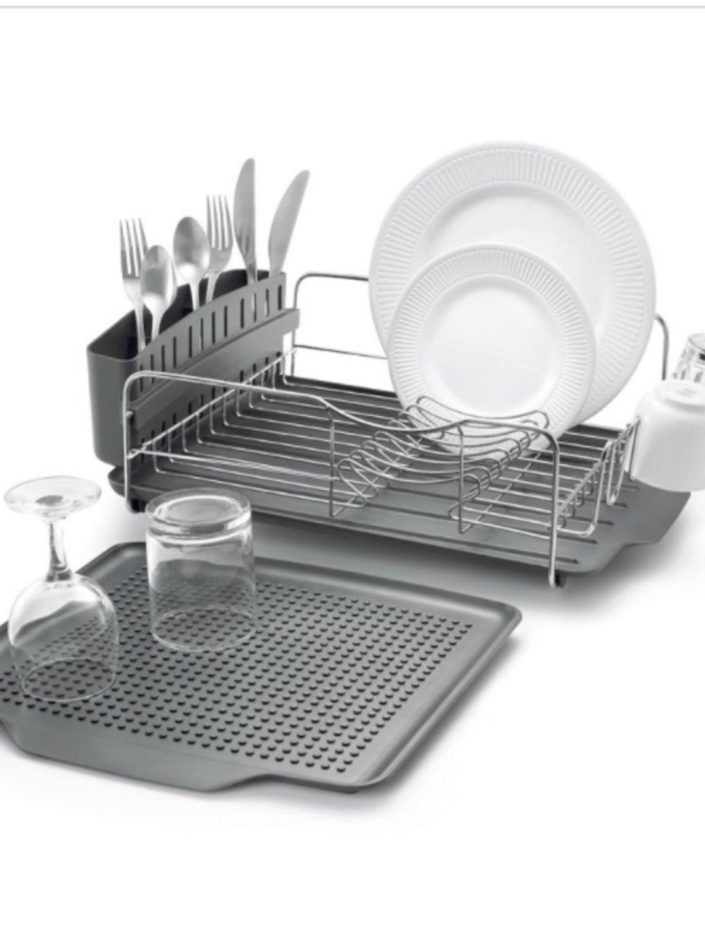 Polder 4 Piece Advantage Dish Rack - Charcoal Open Box Brand New